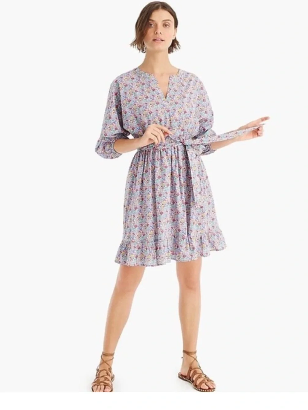 J. Crew Ruffle tie-waist dress in Liberty of London favorite flowers